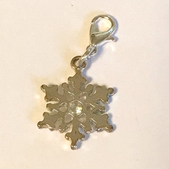 Snowflake Charm for Bracelet Zipper Pull Backpack Purse Charm Silver Tone - Picture 3 of 7